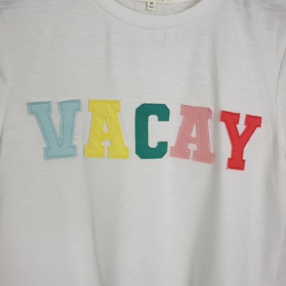 Bae Vely Womens Tops Size‎ Medium White Statement Crew Neck Short Sleeve Shirt - Picture 2 of 6